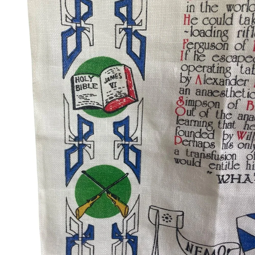 2 Vintage Scottish Linen Tea Towels Linanne Glen Appin Kitchen Unused Scotland
